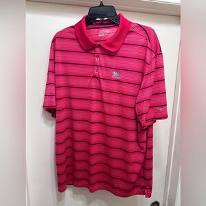 Nike Golf Polo PGA West XL Mens Red Black Striped Tour Performance DriFit